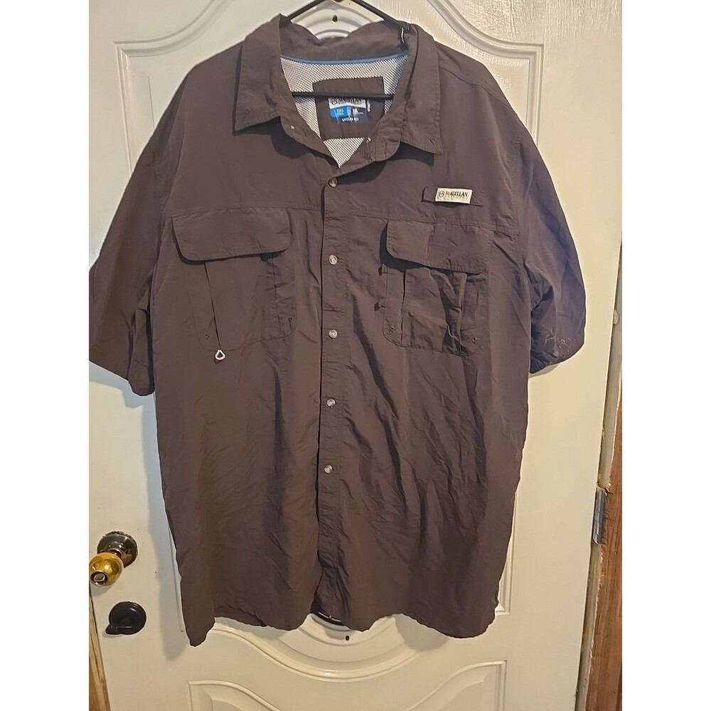 Men’s Magellan Outdoors Fishing Shirt Olive Green Button Down Size 3XL